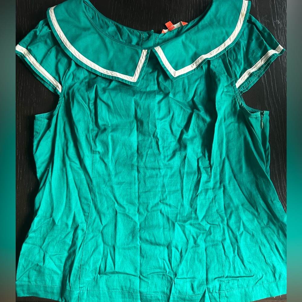 ModCloth Teal Cap Sleeve Women's Top